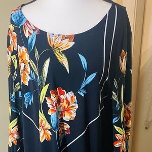 Alfani Floral Tunic Blouse An Asymmetrical Pointed Hem & Skirt Size XL